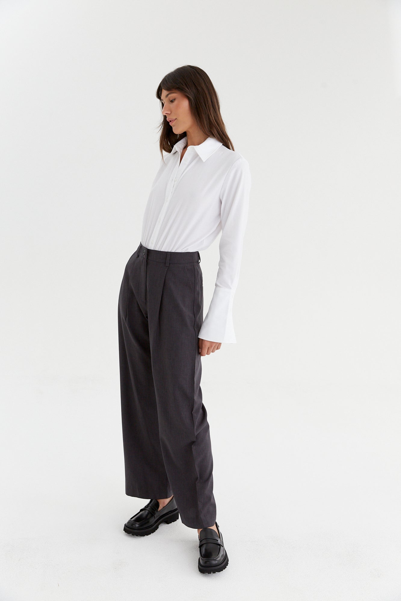 Womens Grey Pants, Australian Made, Side